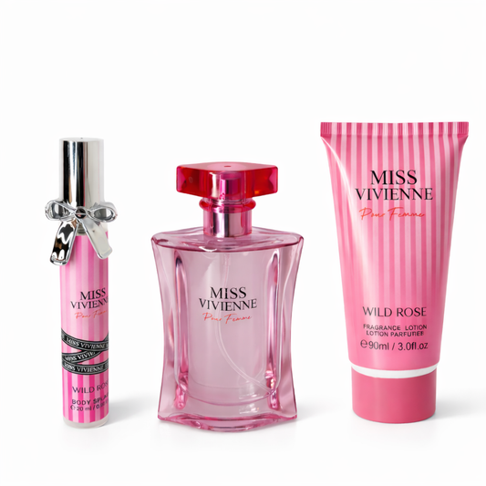 Set Cadou Parfum Femei Miss Vivienne Wild Rose3 in 1